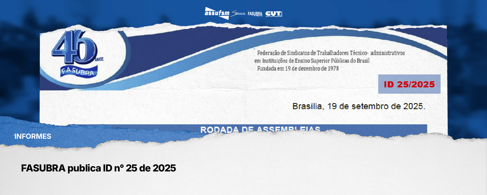 FASUBRA publica ID n° 25 de 2025