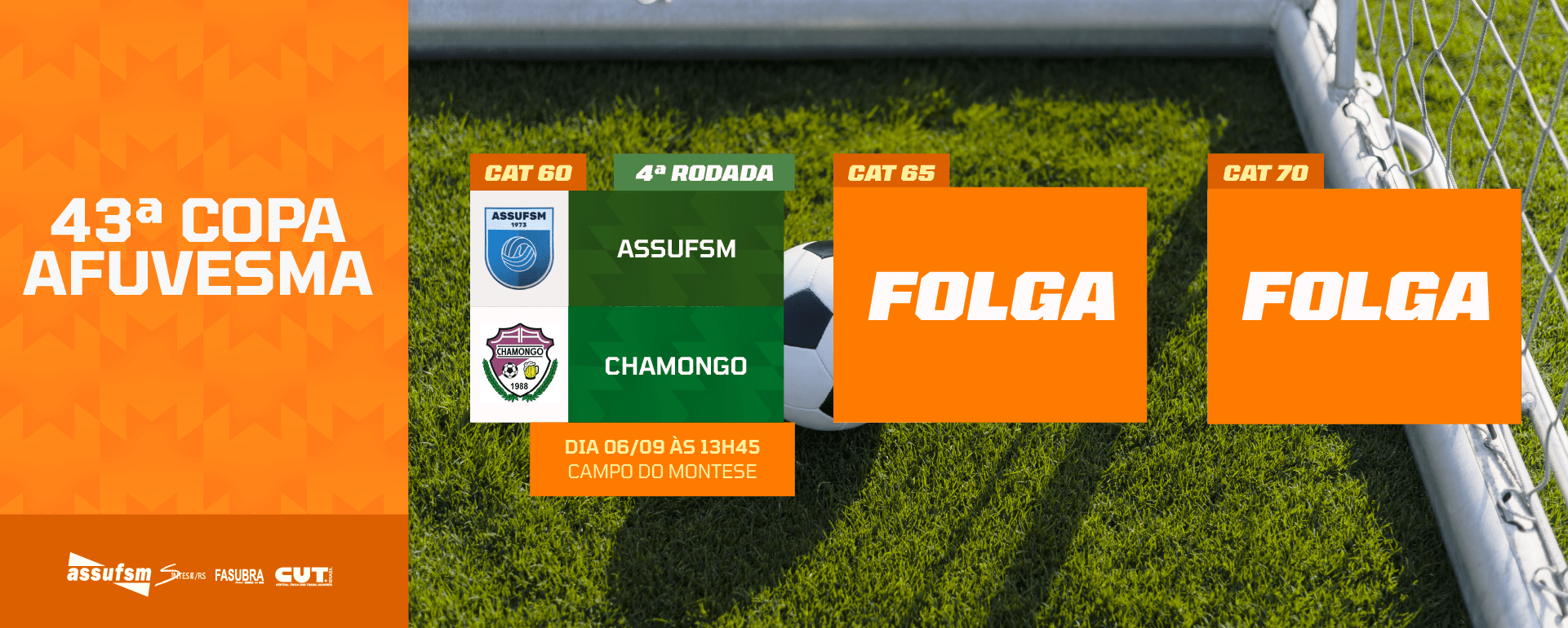 Futebol: confira o jogo da categoria 60 anos da Assufsm na Copa AFUVESMA 2025 para o próximo sábado (06)