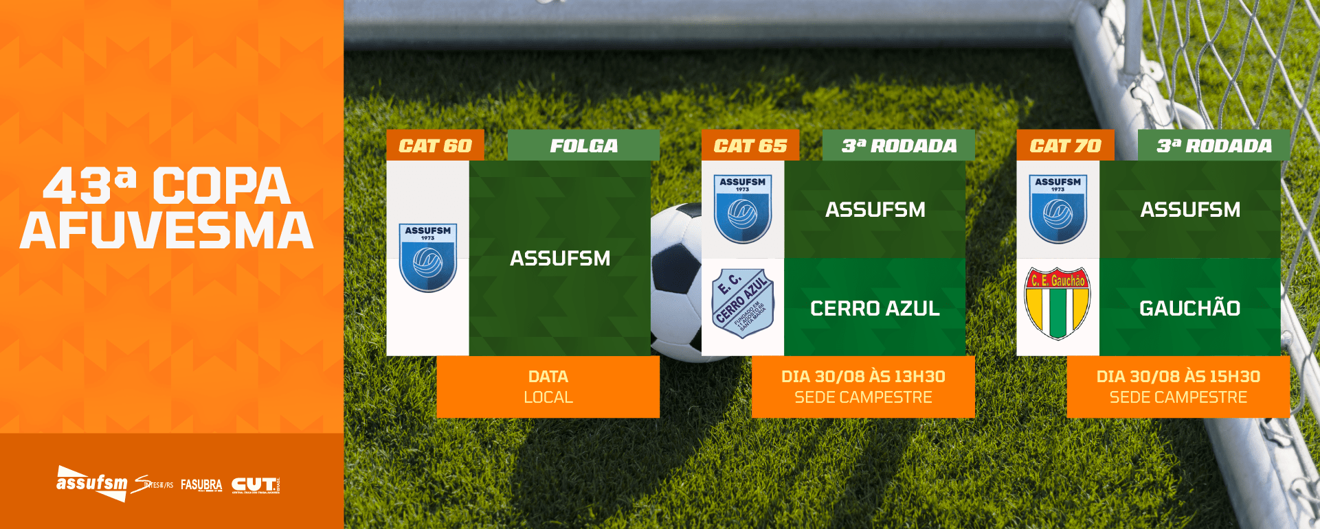 No sábado (30) tem ASSUFSM em campo na 43ª Copa AFUVESMA