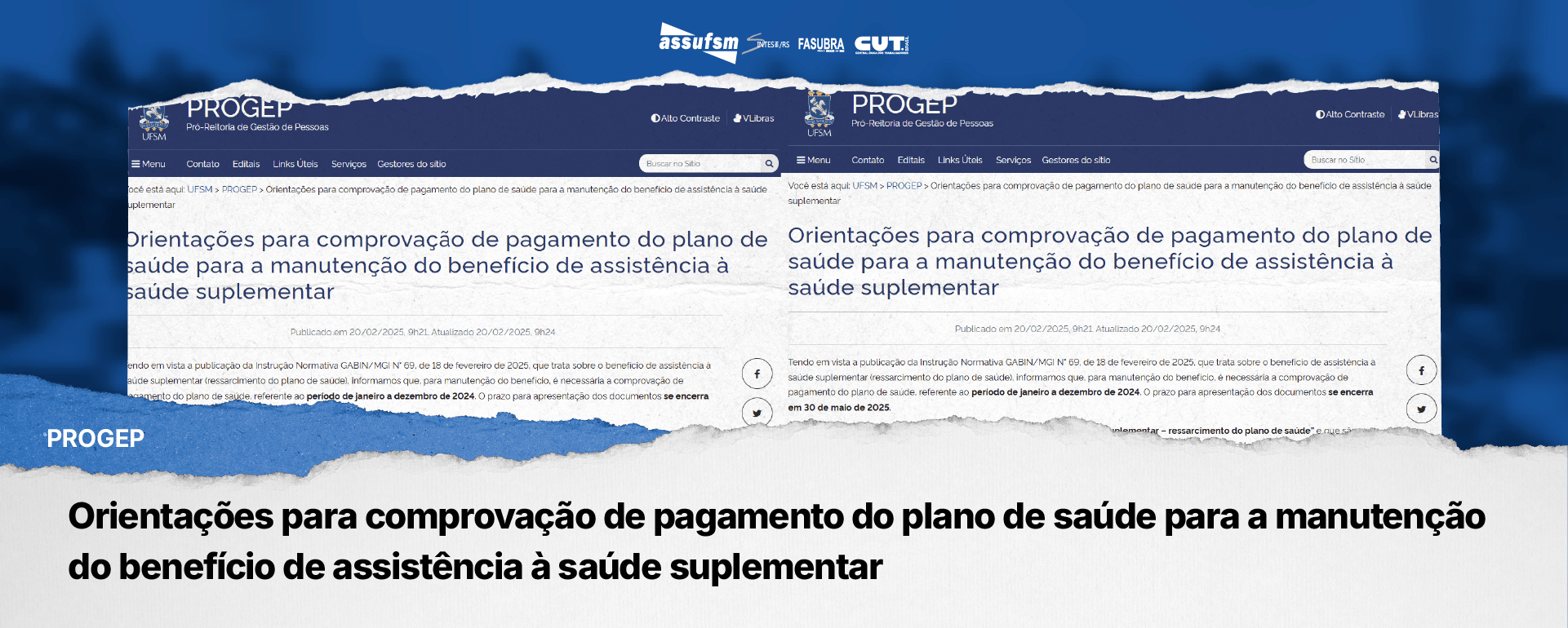PROGEP INFORMA: Orientações para comprovação de pagamento do plano de saúde para a manutenção do benefício de assistência à saúde suplementar