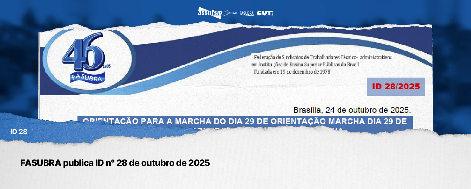 FASUBRA publica ID n° 28 de outubro de 2025