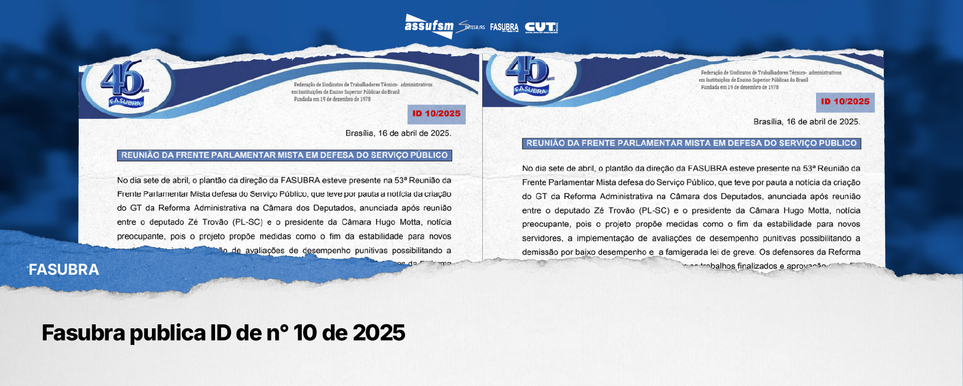 Fasubra publica ID de n° 10 de 2025
