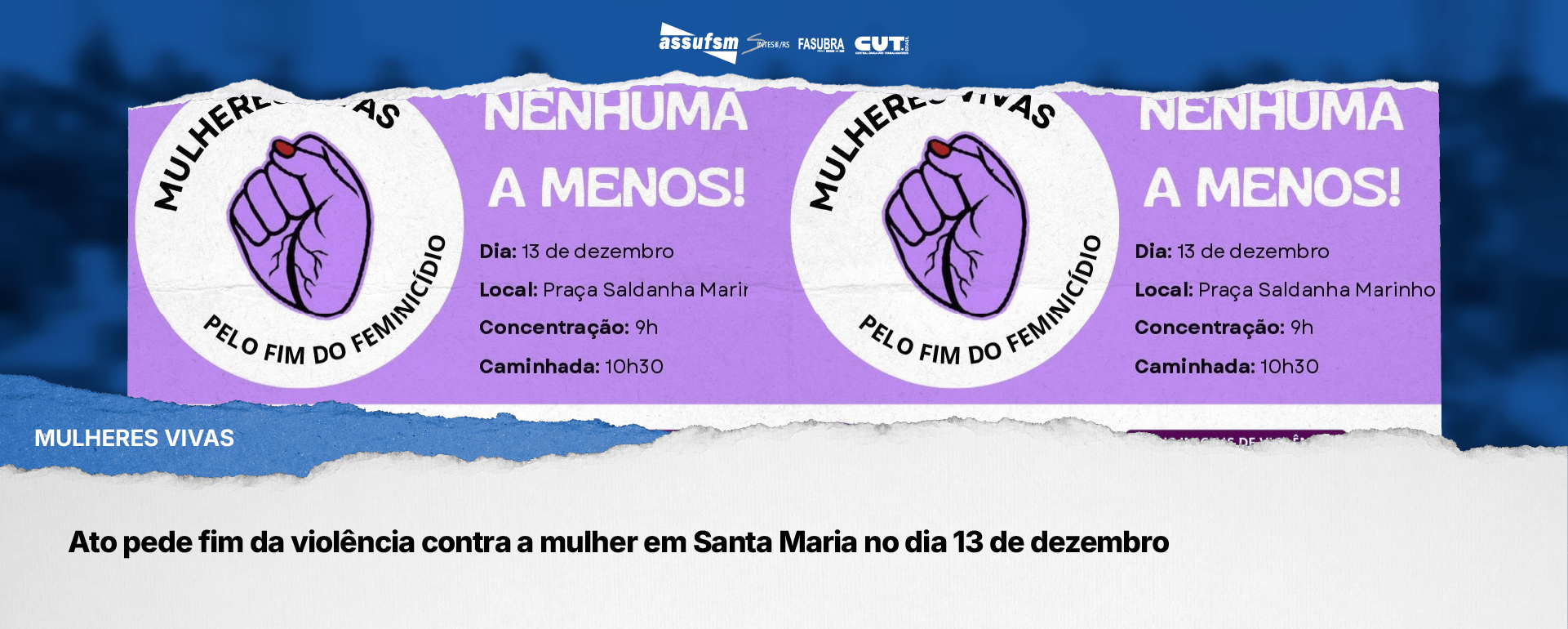 Ato pede fim da violência contra a mulher em Santa Maria no dia 13 de dezembro
