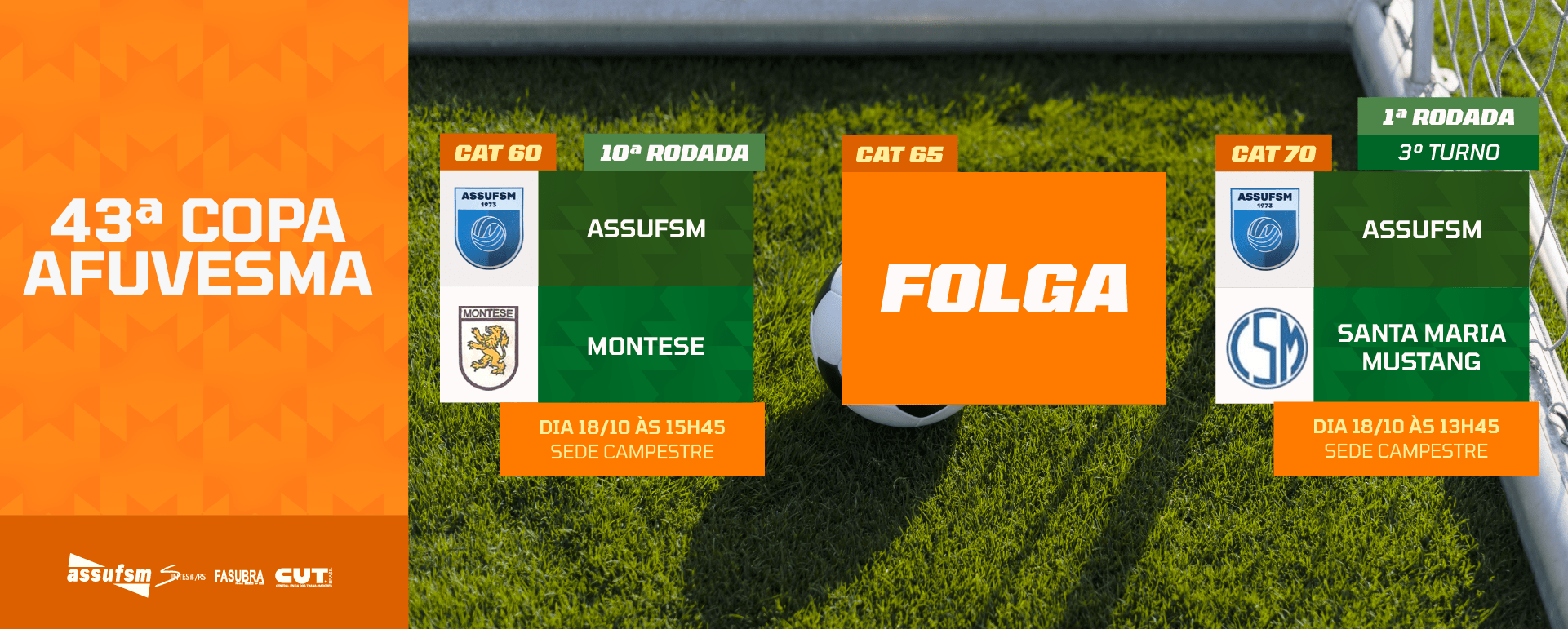 Categorias 60 e 70 anos da Assufsm tem jogos marcados para o próximo sábado (18), na Sede Campestre