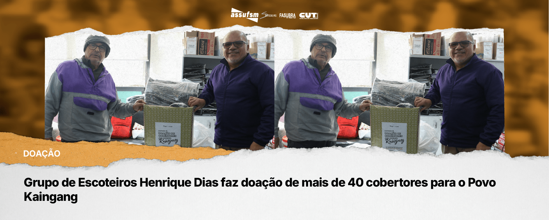 Grupo de Escoteiros Henrique Dias faz doação de mais de 40 cobertores para o Povo Guarani