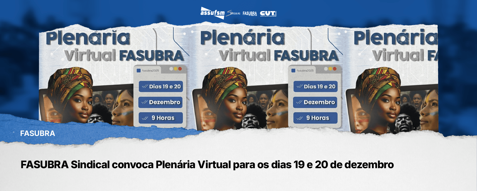 FASUBRA Sindical convoca Plenária Virtual para os dias 19 e 20 de dezembro