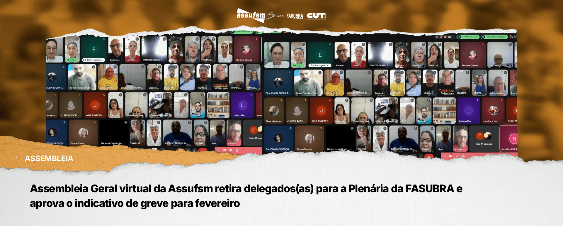 Assembleia Geral virtual da Assufsm retira delegados(as) para a Plenária da FASUBRA e aprova o indicativo de greve para fevereiro