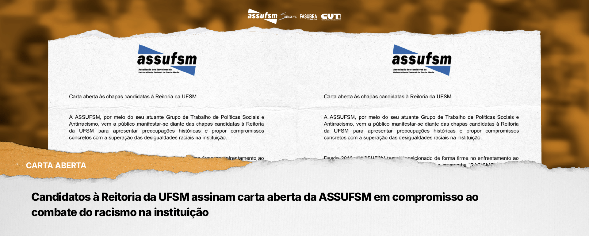 Candidatos à Reitoria da UFSM assinam carta aberta da ASSUFSM em compromisso ao combate do racismo na instituição
