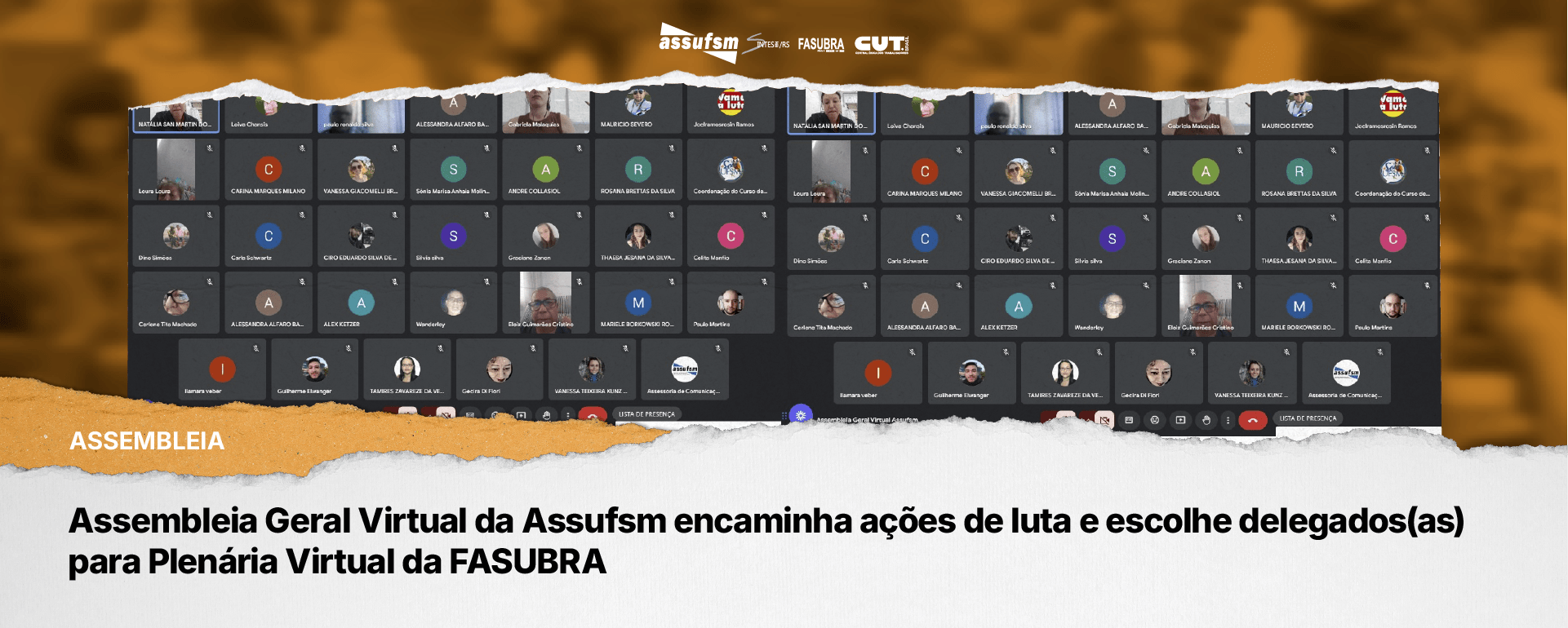 Assembleia Geral Virtual da Assufsm encaminha ações de luta e escolhe delegados(as) para Plenária Virtual da FASUBRA