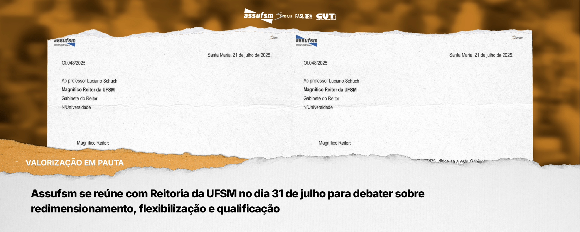 Valorização em pauta: Assufsm se reúne com Reitoria da UFSM no dia 31 de julho para debater sobre redimensionamento, flexibilização e qualificação