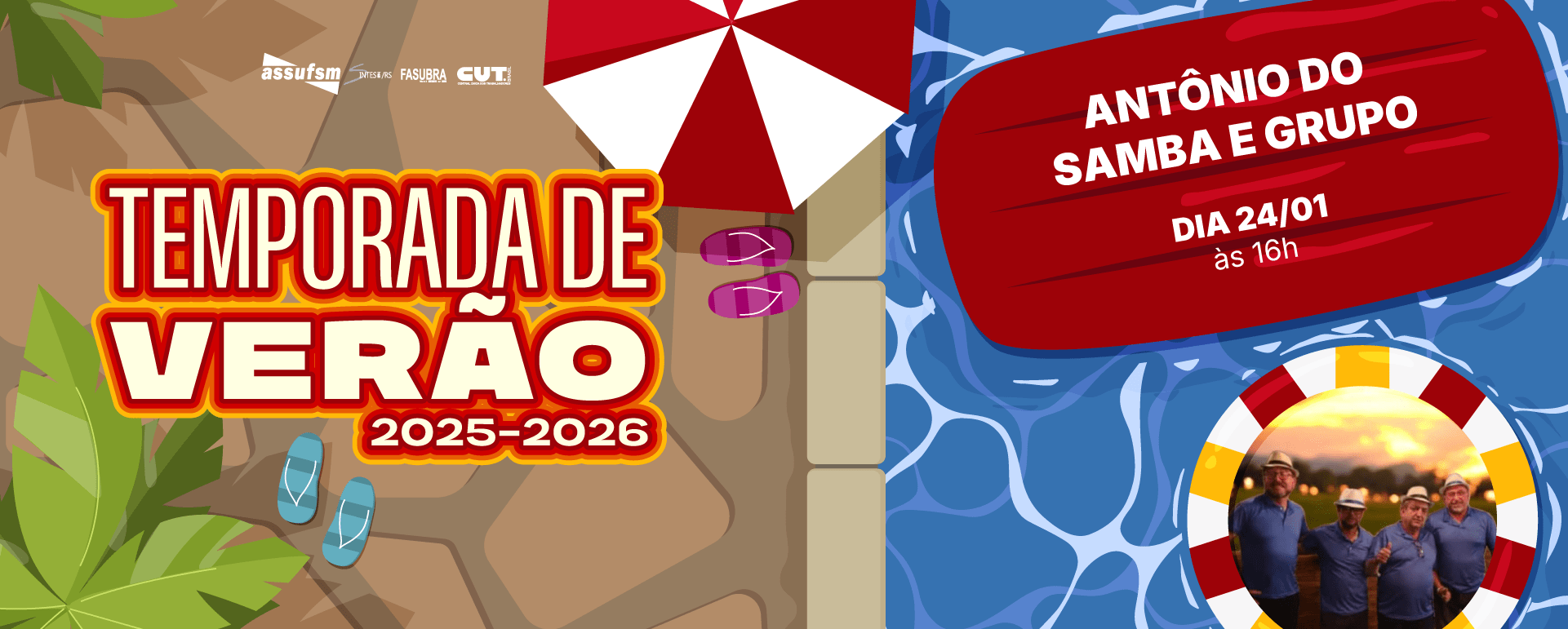 Happy Hour na Assufsm no dia 24 de janeiro com a banda Antônio do Samba e Grupo às 16h