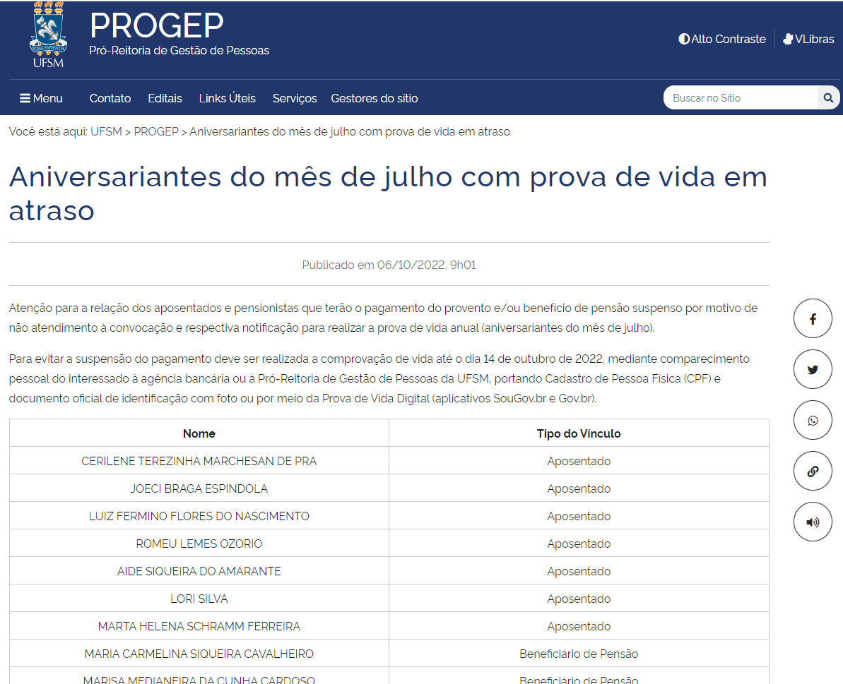 ATENÇÃO: Aniversariantes do mês de julho com prova de vida em atraso tem até 14 de outubro para regularizar a situação