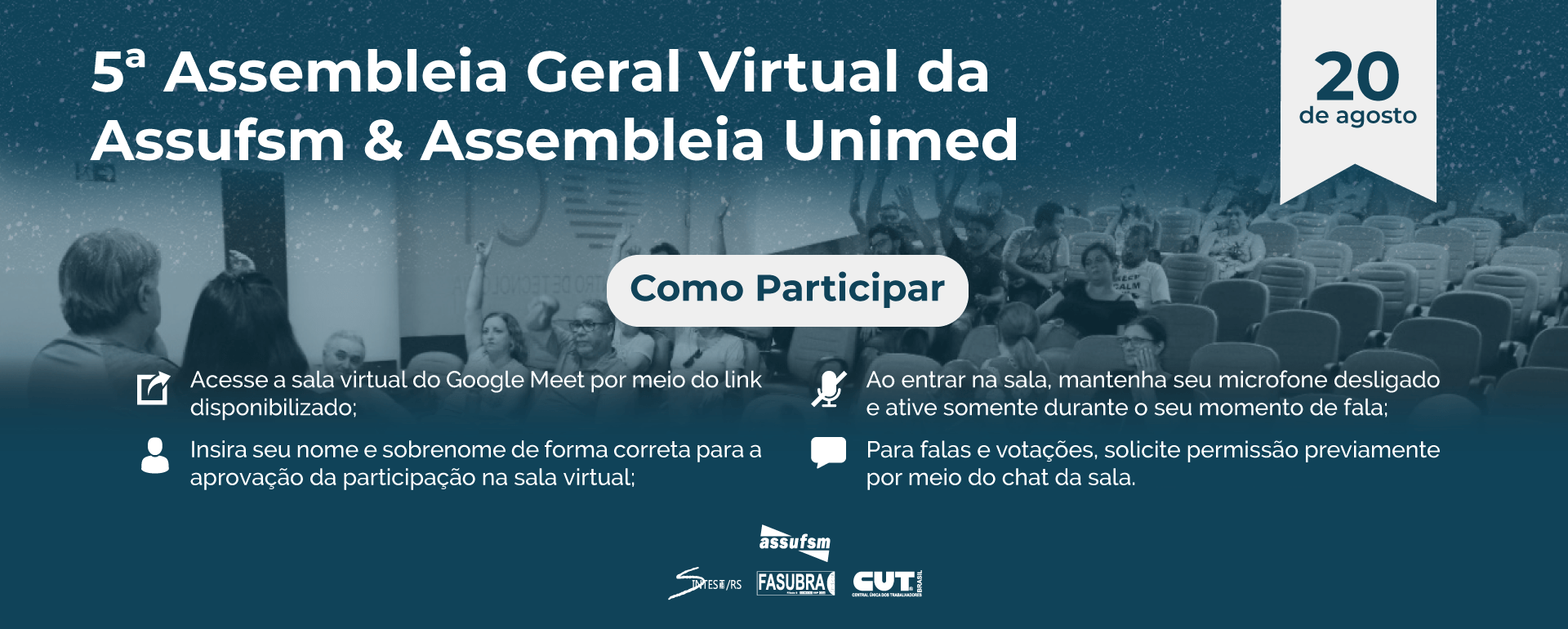 Assufsm divulga regras de participação da Quinta Assembleia Geral Virtual e da Assembleia da Unimed