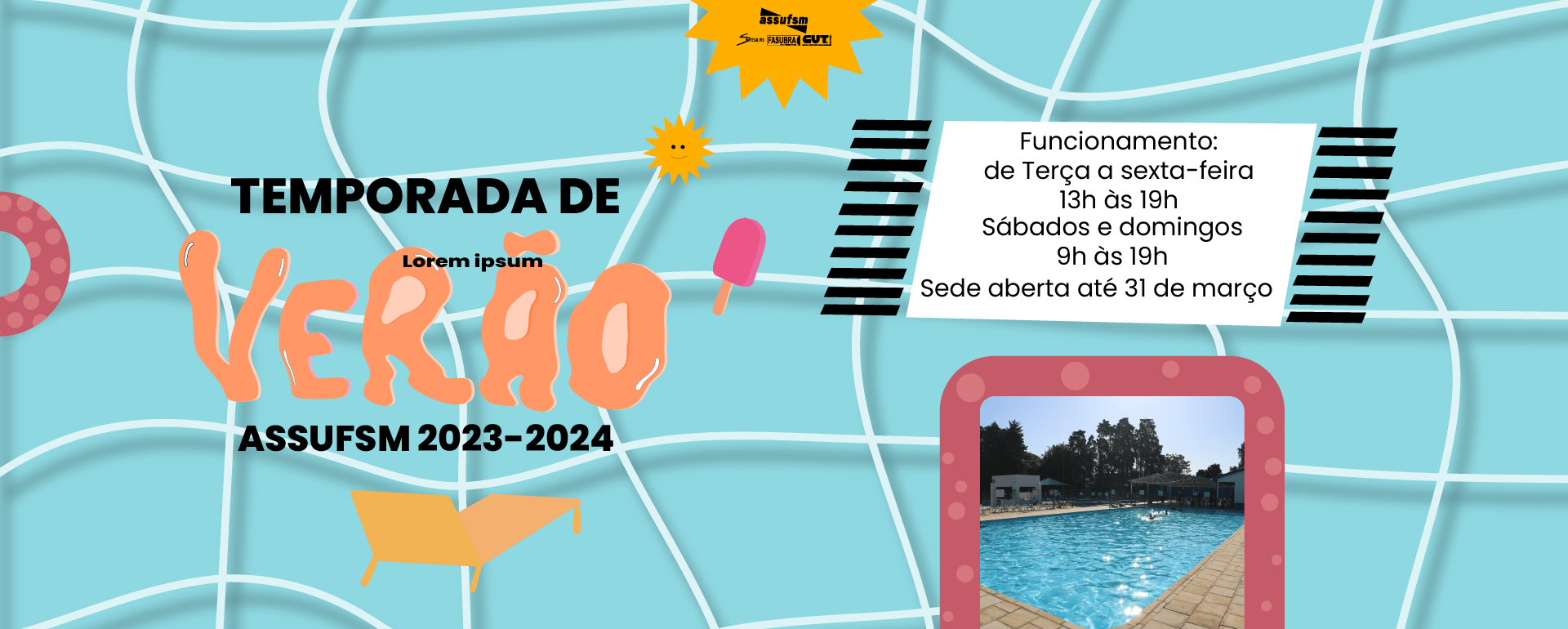 Temporada de Verão 2024: Assufsm informa novo horário de funcionamento da Sede Campestre, a partir de 12 de março