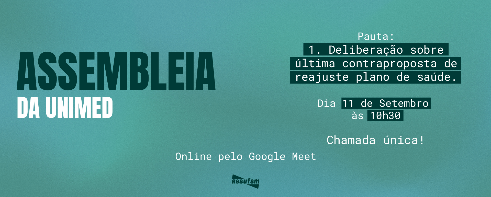 Assembleia Virtual vai debater Reajuste da Unimed, na próxima segunda-feira (11)