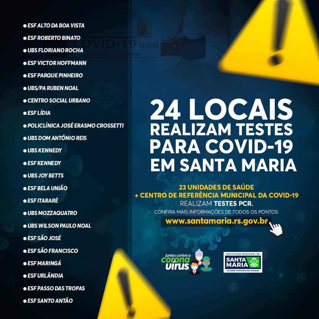 Prefeitura divulga relação das unidades de saúde onde a população pode fazer o teste para Covid-19