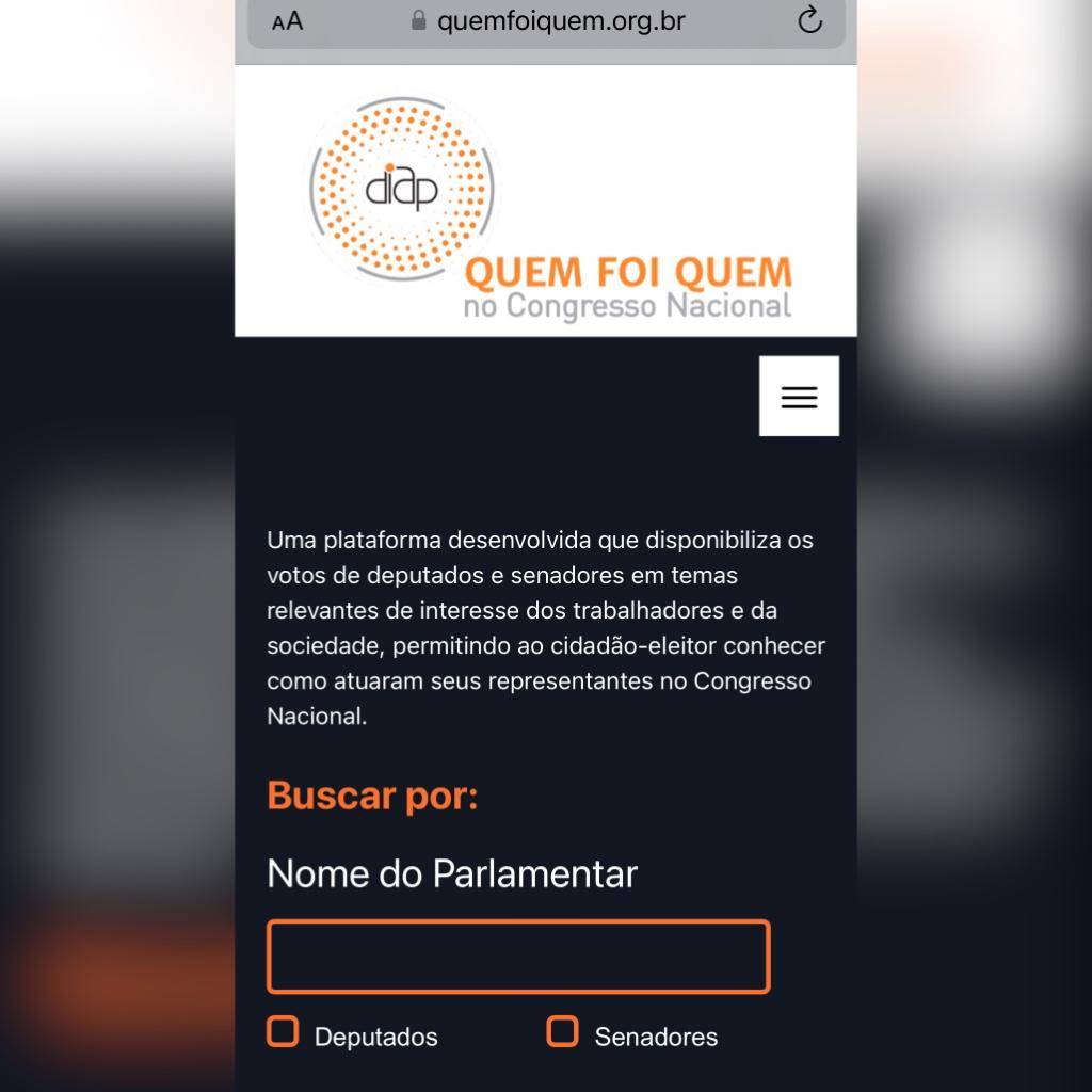 Plataforma permite que eleitor descubra como votaram os deputados(as) e senadores(as) em temas de interesse da sociedade e dos trabalhadores(as)