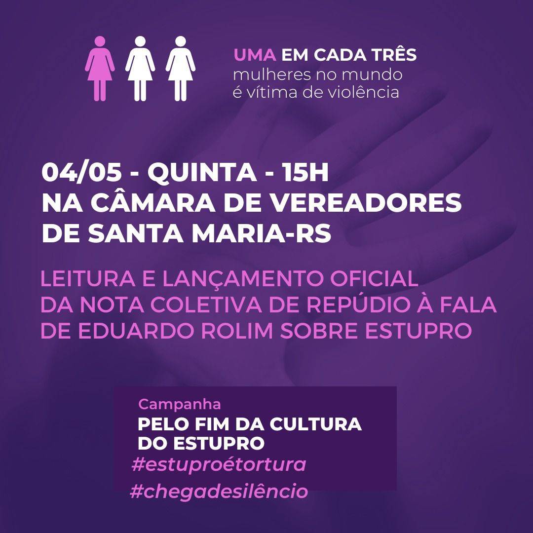 Nota de repúdio à fala do médico santamariense que faz apologia ao estupro