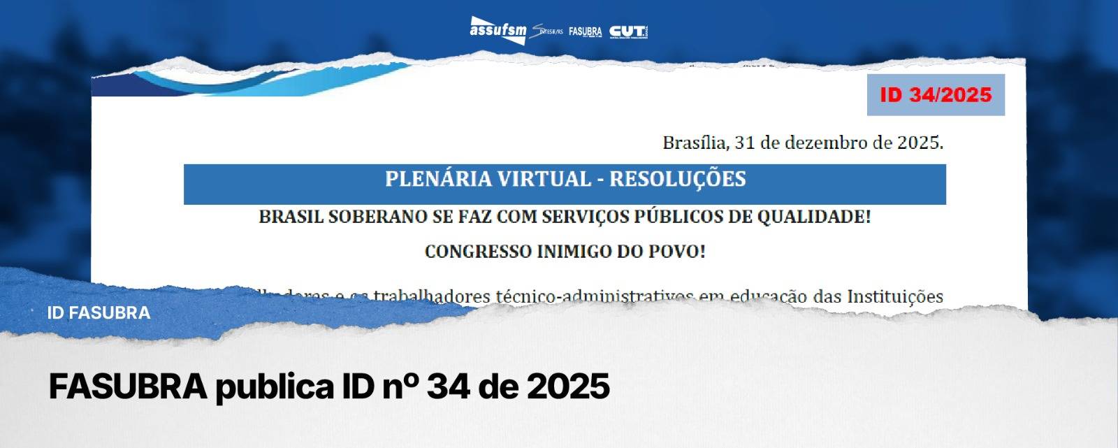 FASUBRA publica ID nº34 de 2025