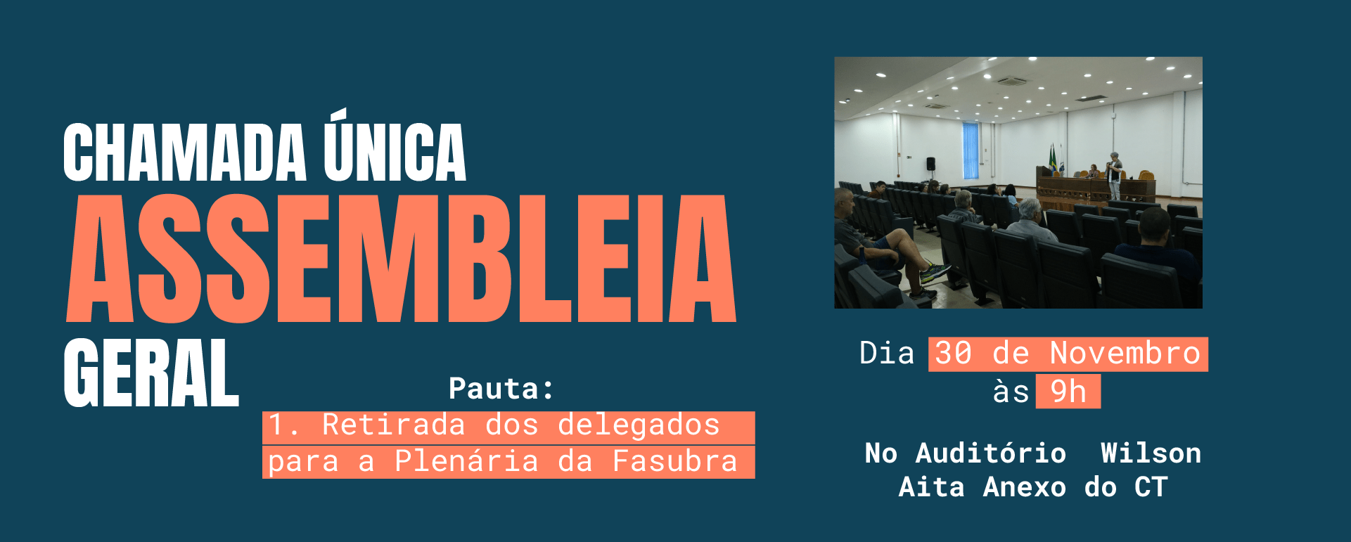 Assembleia Geral da Assufsm tem pauta única dia 30 de novembro, às 9h