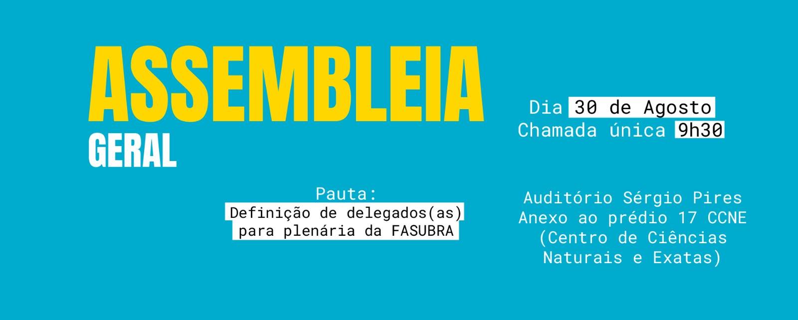 Assufsm convoca à Assembleia Geral dia 30 de agosto