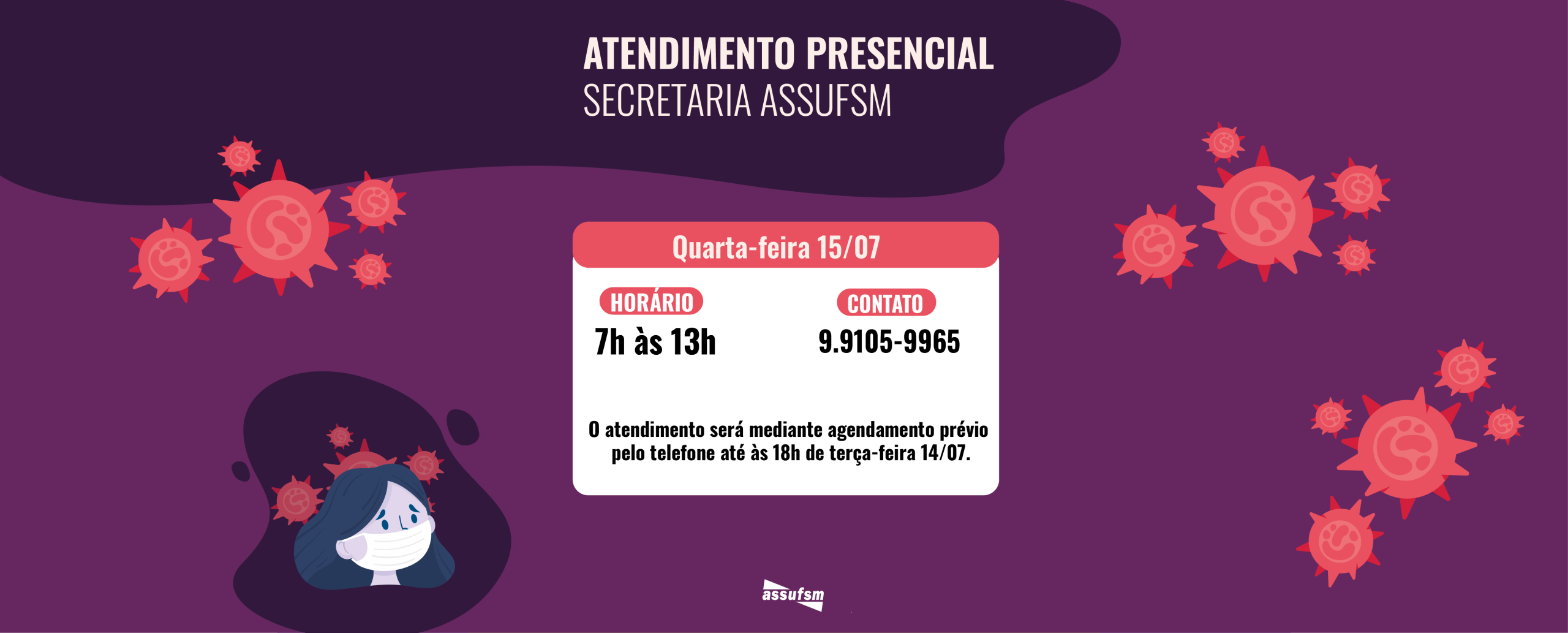 Plantão presencial da Assufsm acontece na quarta-feira (15)