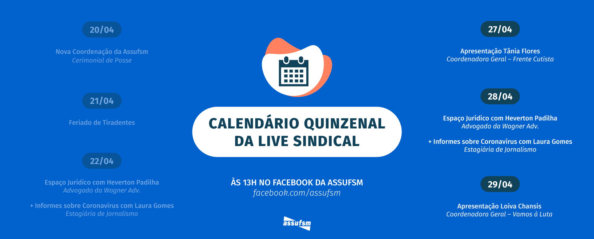 Confira o calendário da Live Sindical para a próxima semana