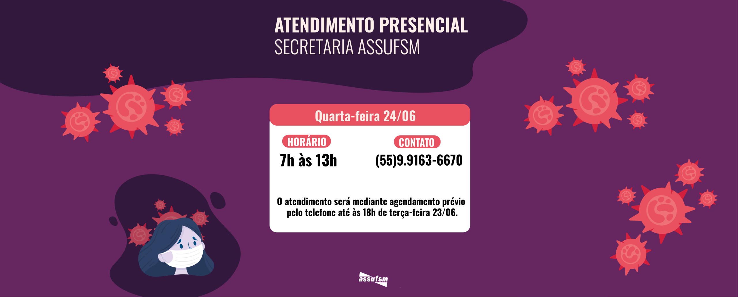 Atendimento presencial da Secretaria na quarta-feira (24)