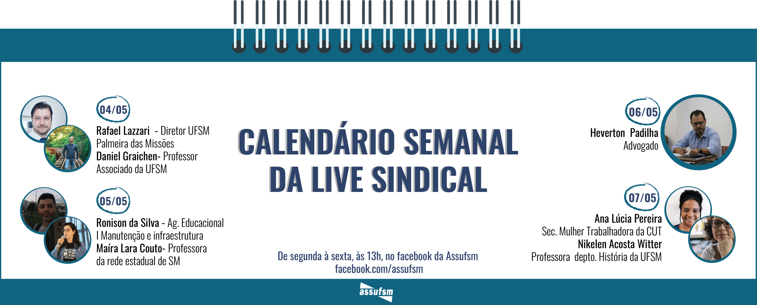 Confira a agenda de entrevistas da Live Sindical da Assufsm