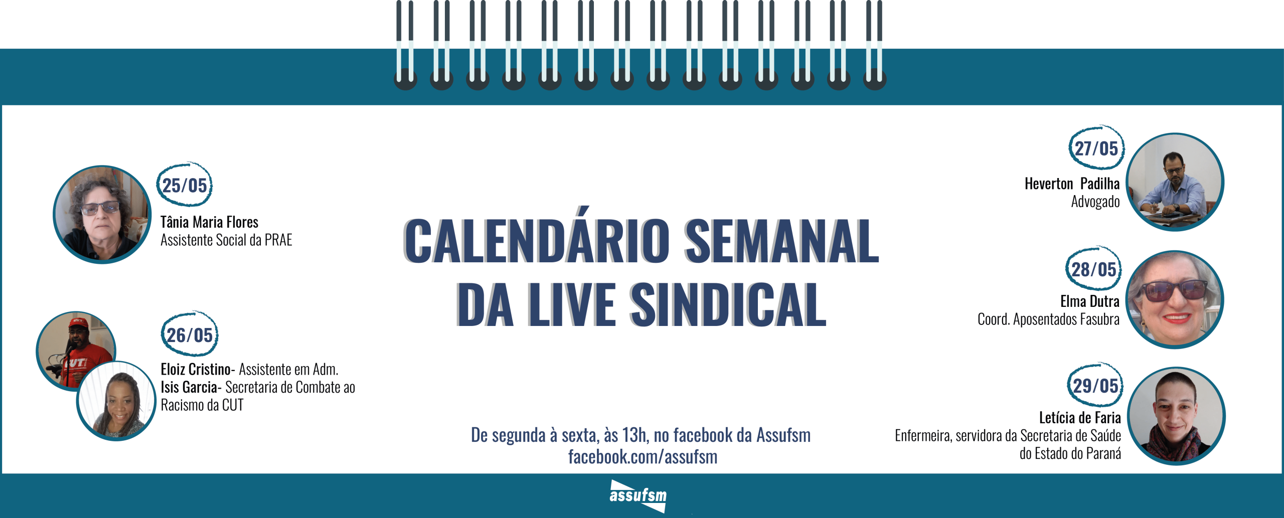 Confira a agenda de entrevistas da Live Sindical da Assufsm