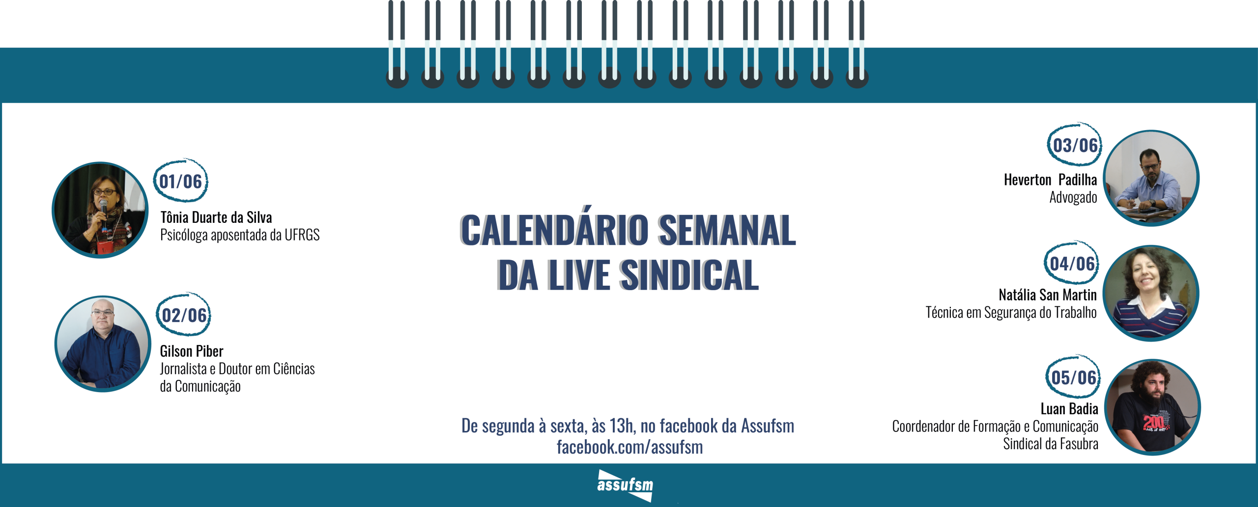 Confira a agenda de entrevistas da Live Sindical da Assufsm