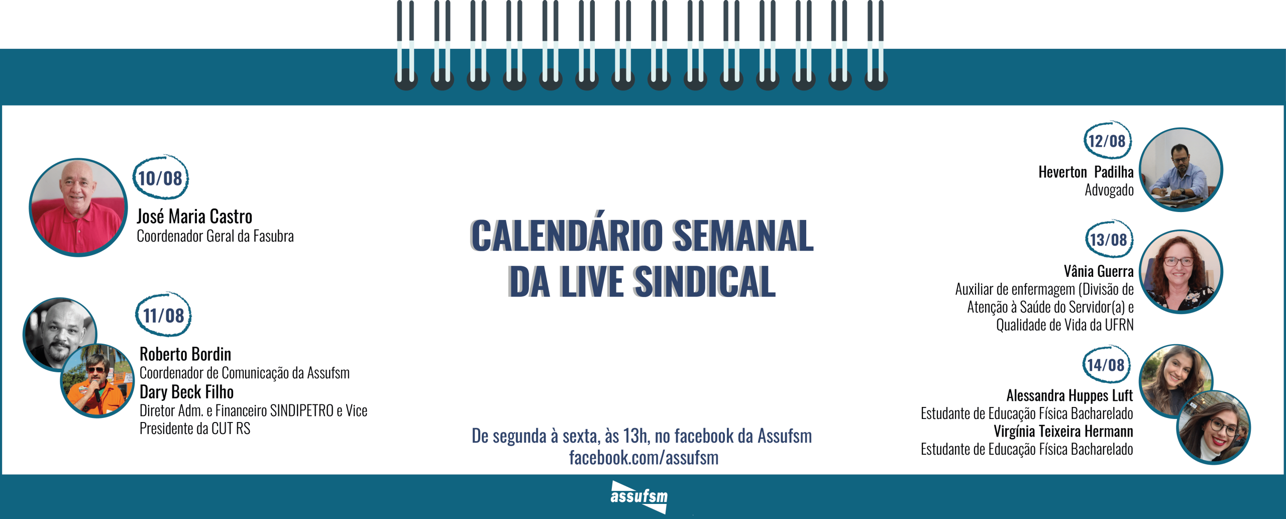 Confira a agenda da Live Sindical da Assufsm para a próxima semana