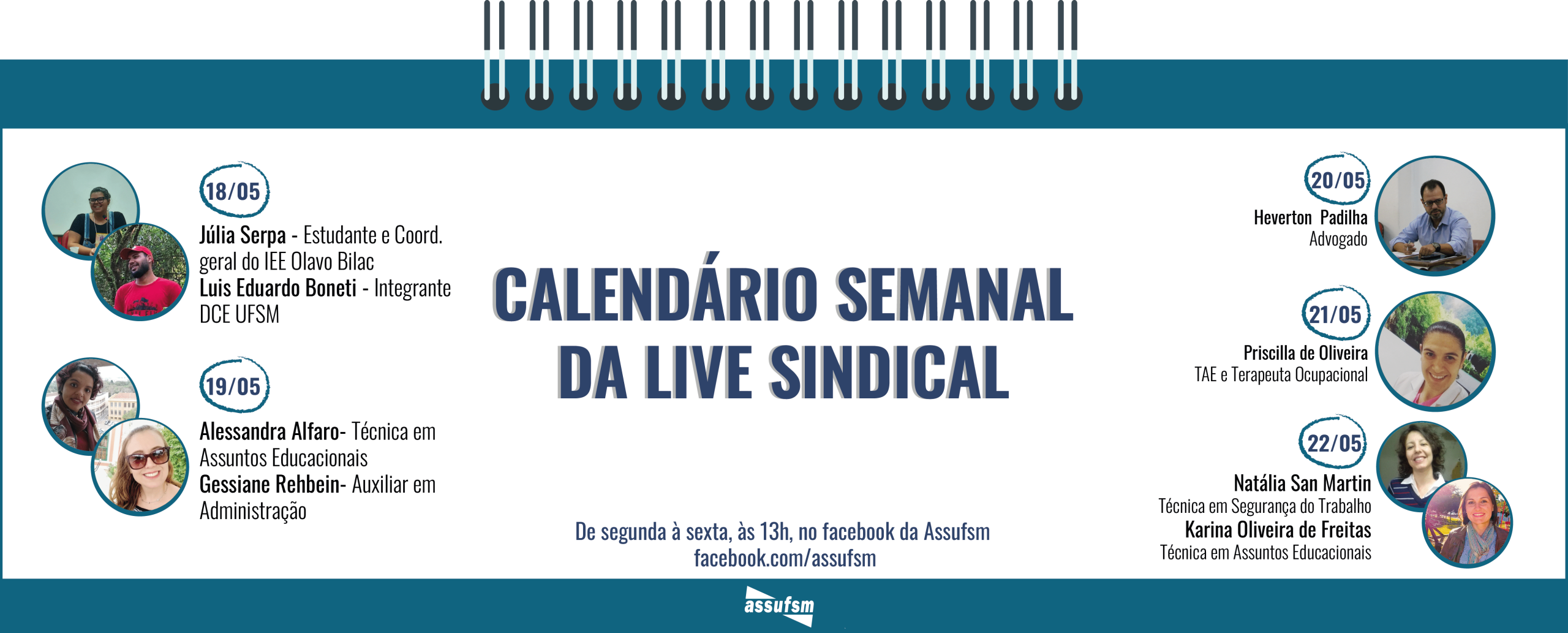 Confira a agenda de entrevistas da Live Sindical da Assufsm