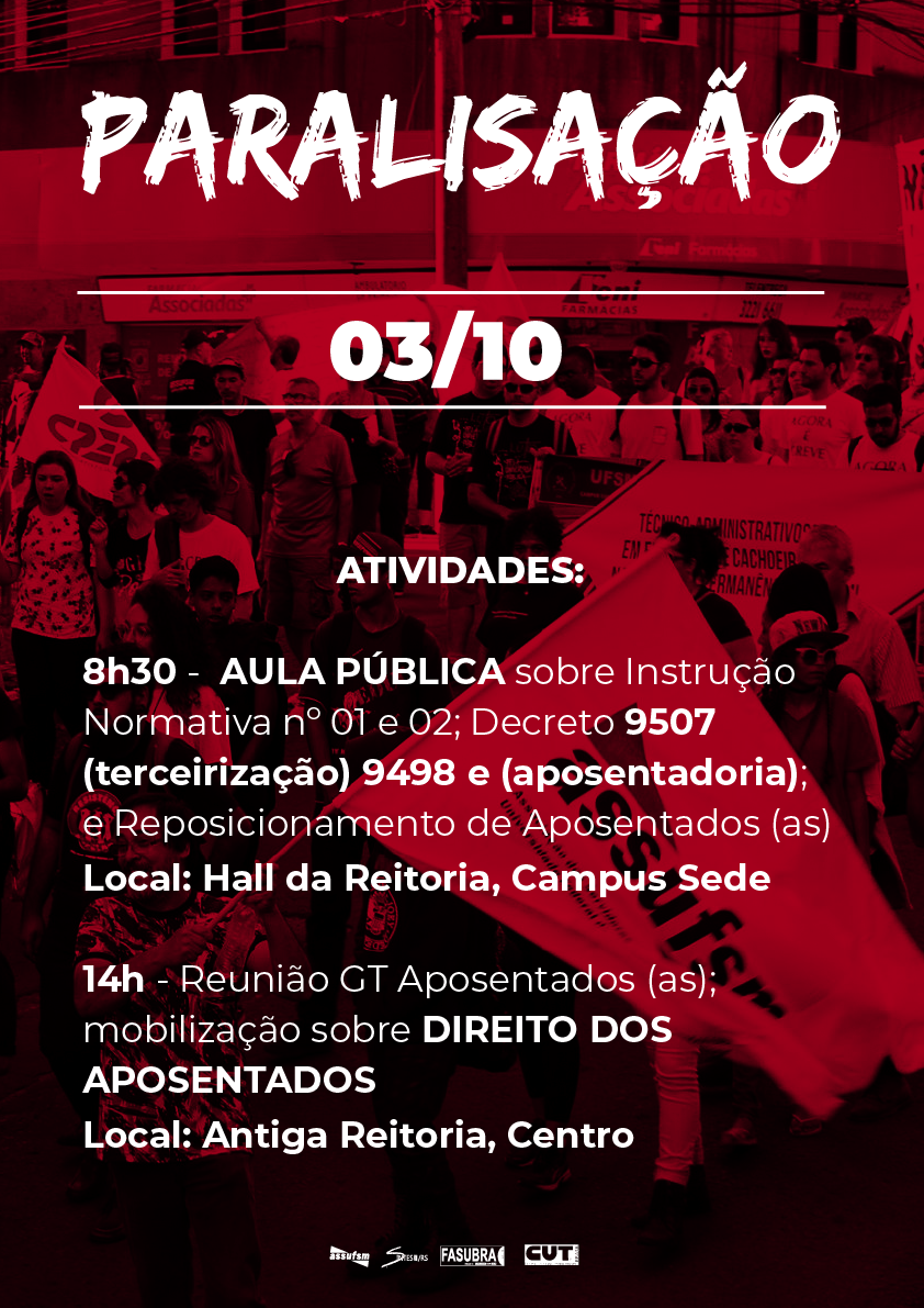 03 de outubro: Dia Nacional de Paralisação