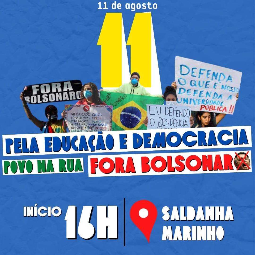 DCE-UFSM convoca ato pela educação e democracia no dia 11 de agosto, na Praça Saldanha Marinho