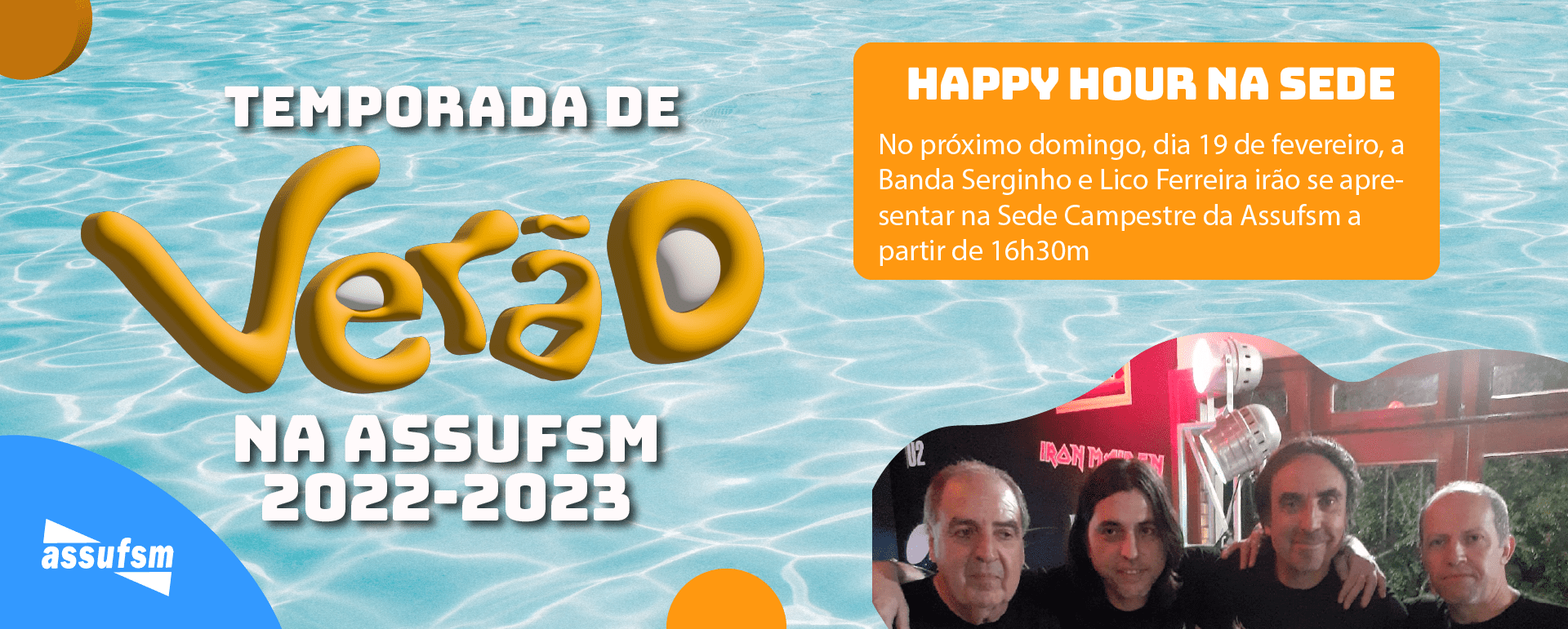 Domingo tem Happy Hour na Sede Campestre da Assufsm, com Banda Serginho e Lico Ferreira