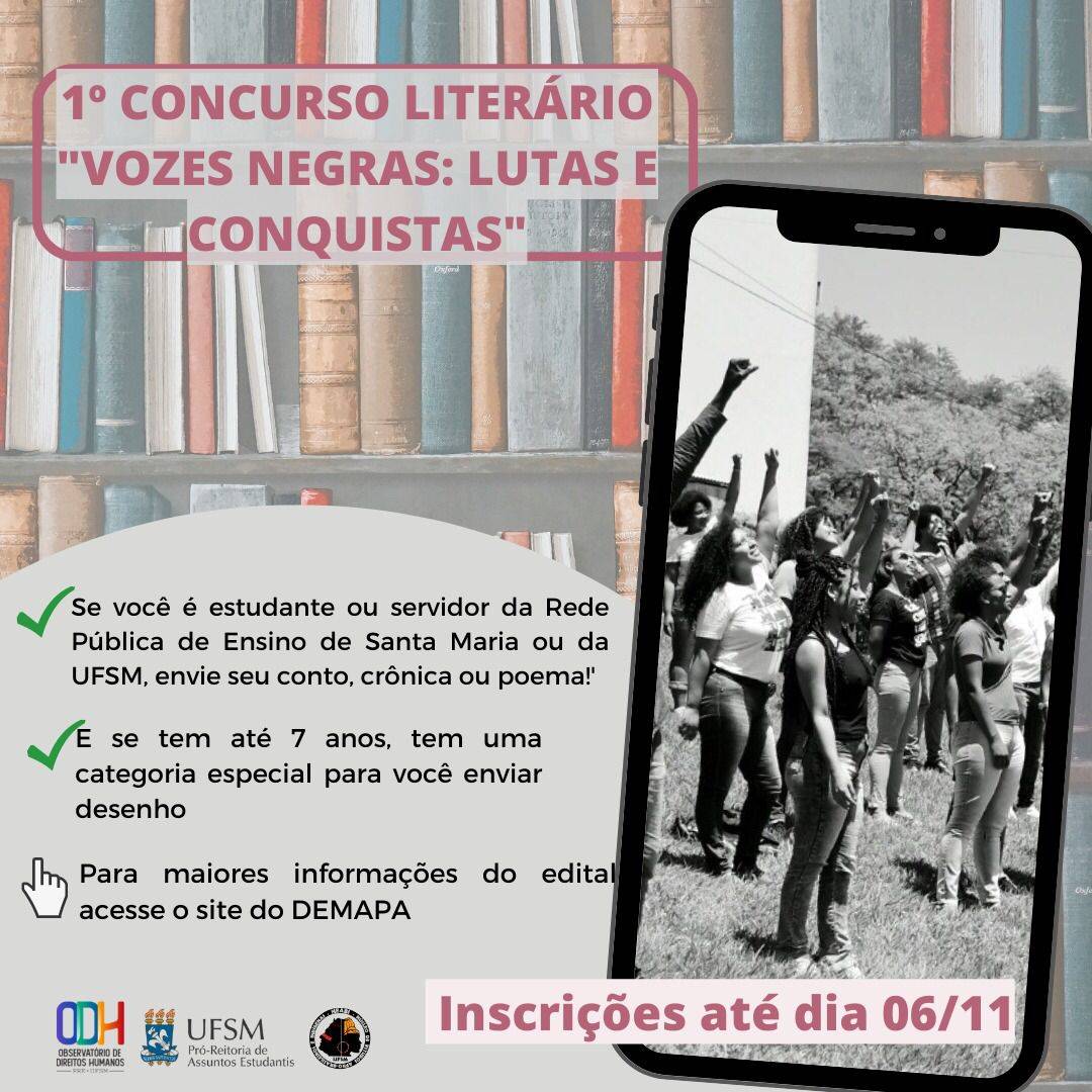 UFSM lança 1º Concurso Literário “Vozes negras: lutas e conquistas”