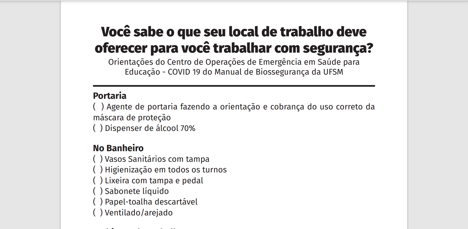 Assufsm lança cartaz com itens básicos de segurança para o retorno presencial