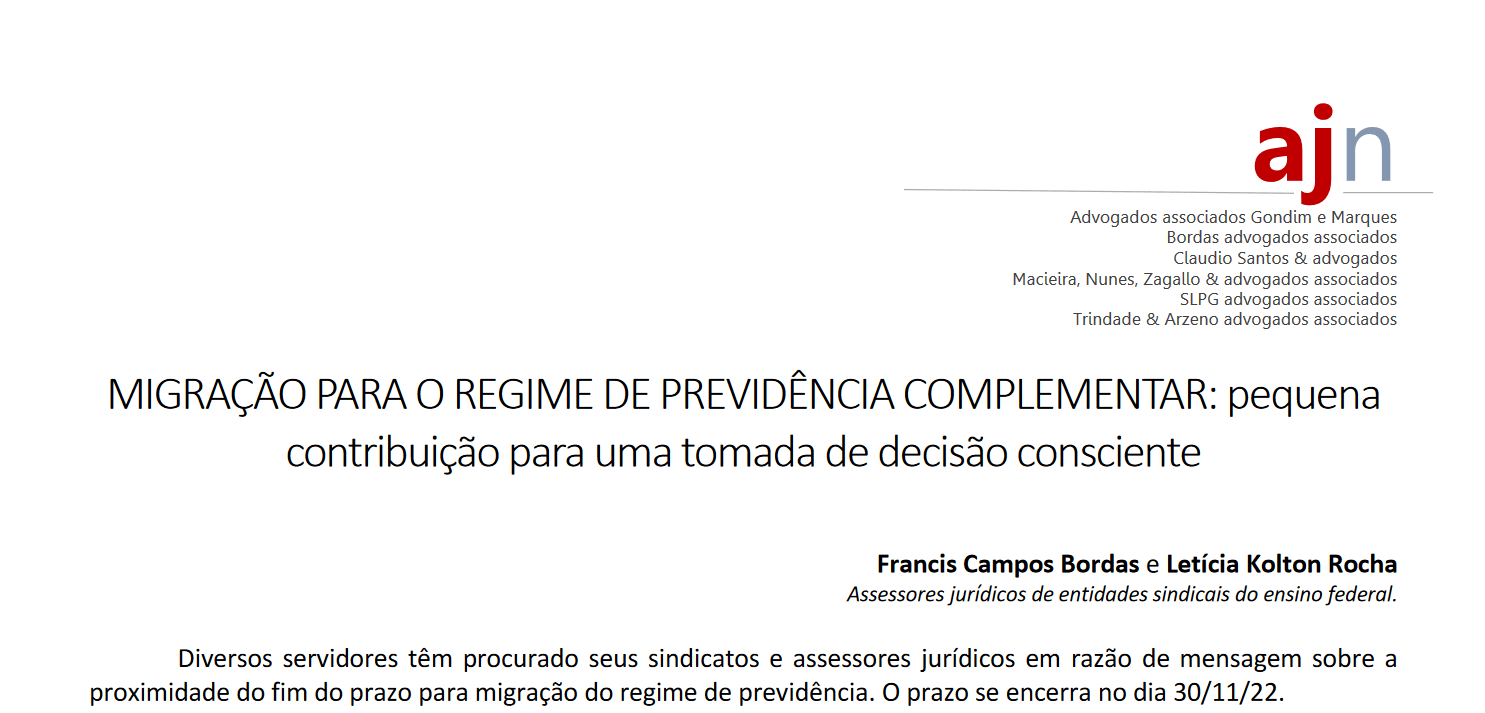 FASUBRA lança parecer jurídico, com tira dúvidas, sobre a migração para o Regime de Previdência Complementar (FUNPRESP)