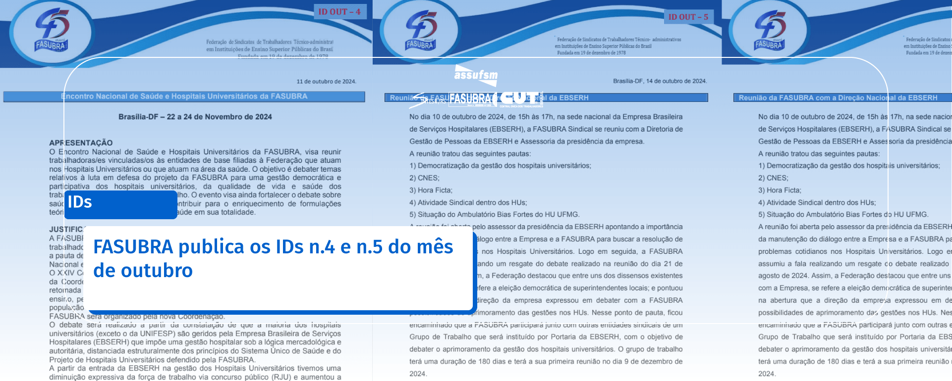 FASUBRA publica os IDs n.4 e n.5 do mês de outubro