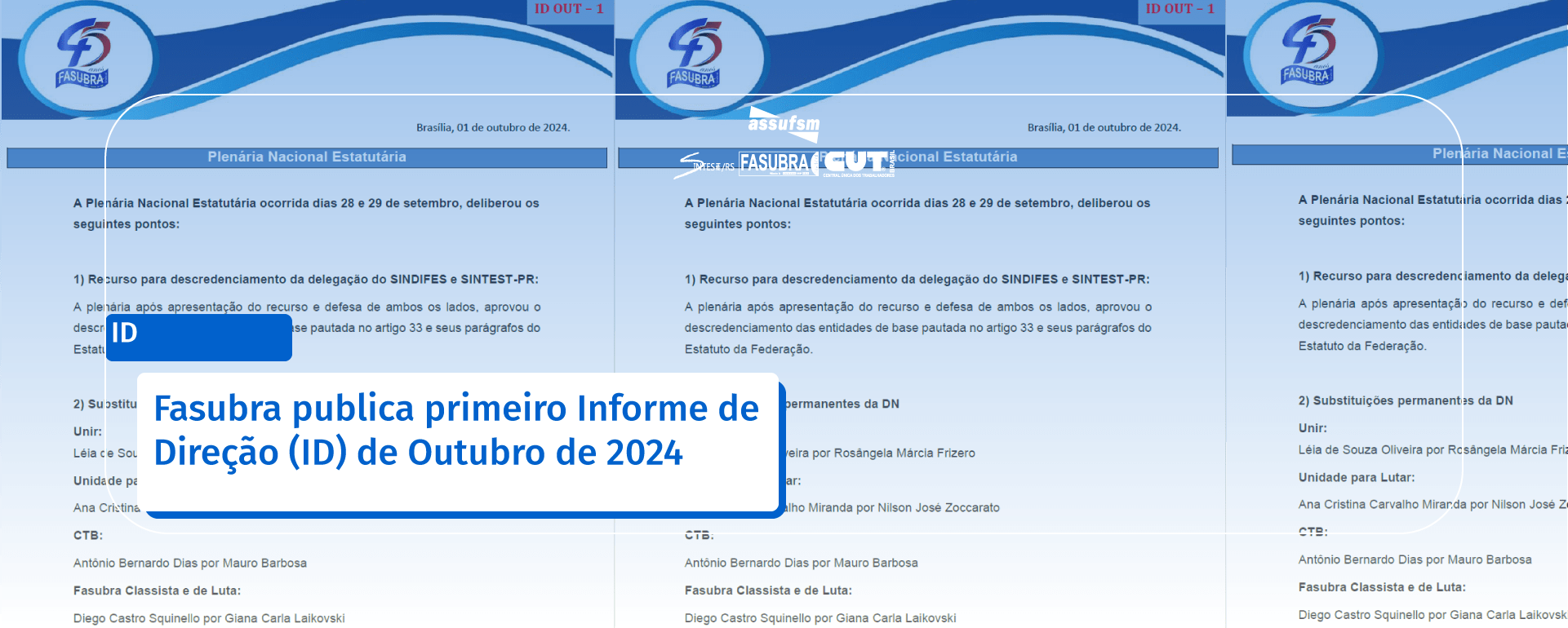 Fasubra publica primeiro Informe de Direção (ID) de Outubro de 2024