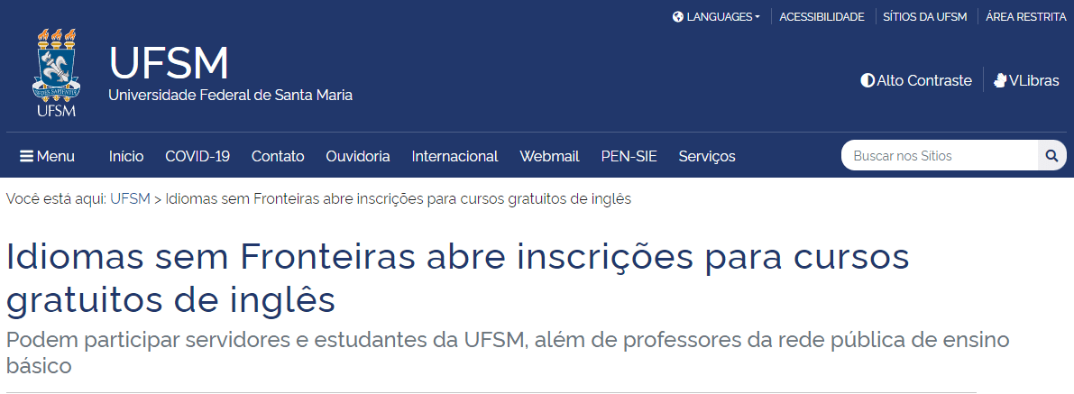 Idiomas sem Fronteiras abre inscrições para cursos gratuitos de inglês