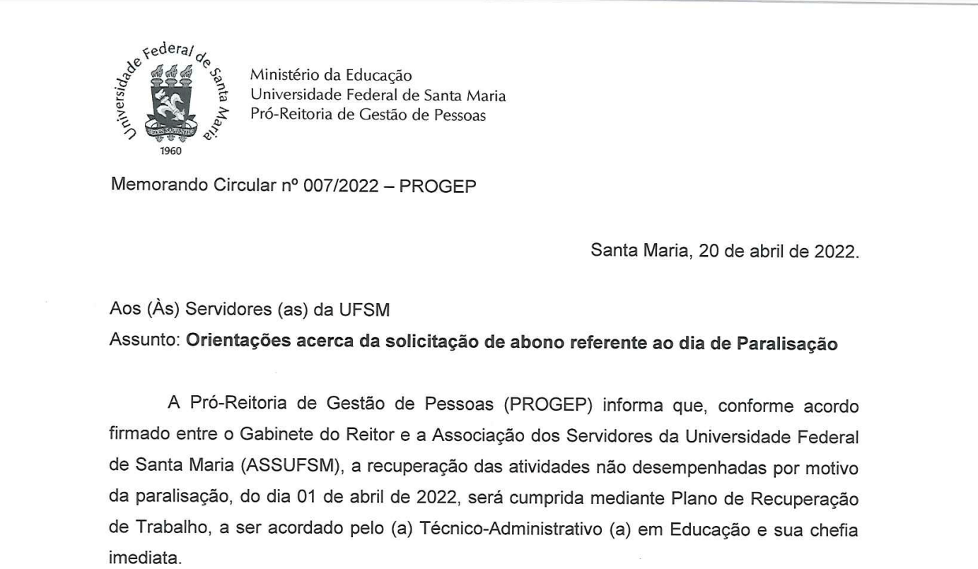 Memorando Circular orienta chefias e TAEs sobre abono da paralisação de 1º de abril
