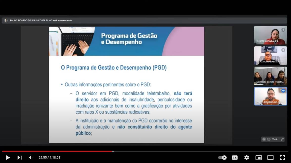 PROGEP disponibiliza gravação de Live Tira Dúvidas sobre o PGD e Teletrabalho