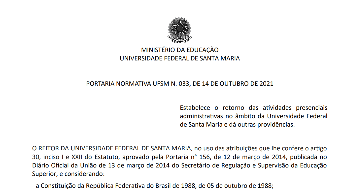 Nova portaria lançada pela UFSM deixa em trabalho remoto grupos de risco, conforme IN 90