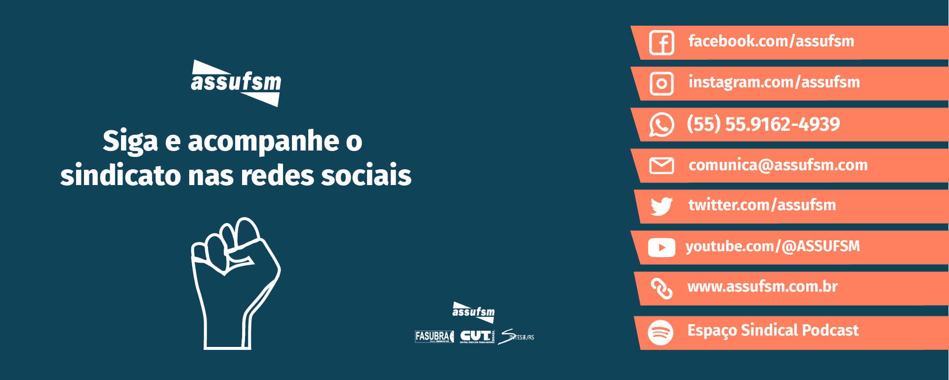 Confira todas as mídias sociais da Assufsm em um só lugar e fique pode dentro de todas as notícias
