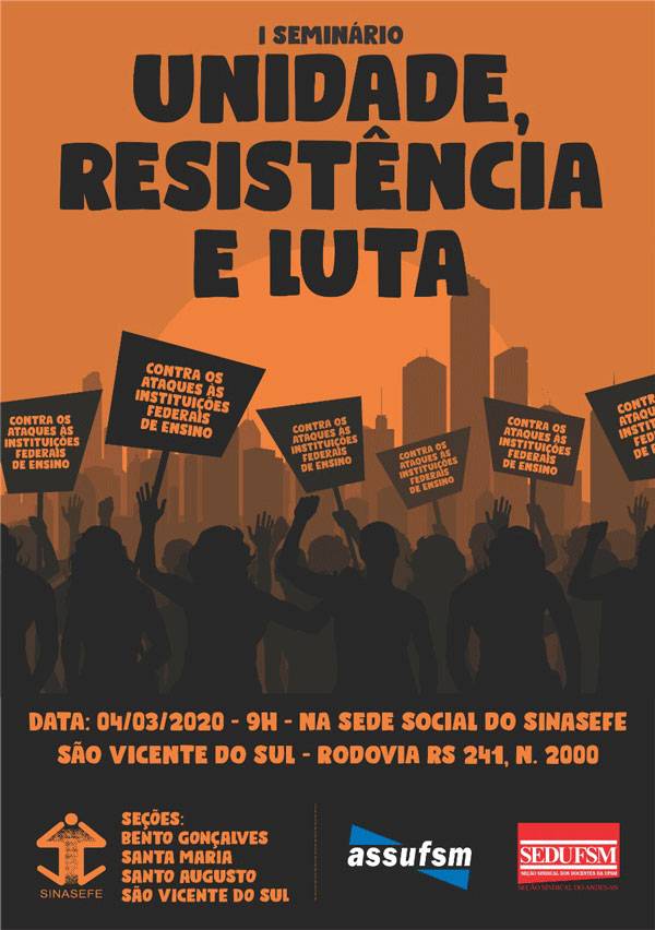Inscrições abertas para o seminário “Unidade, Resistência e Luta”