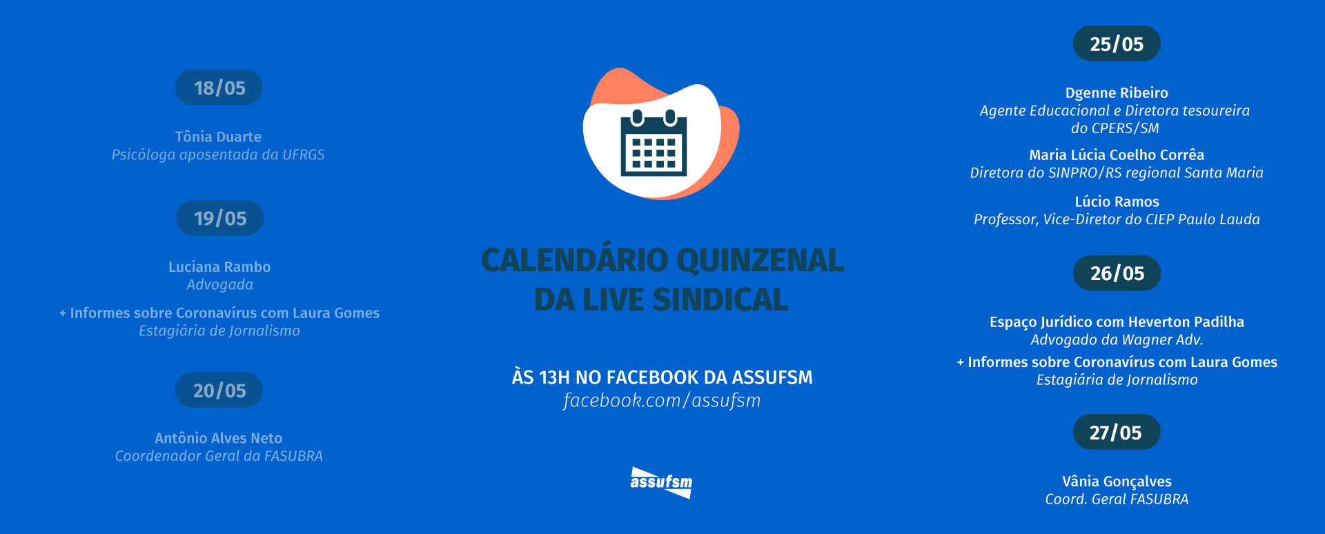 Confira o calendário de Live Sindical para a próxima semana