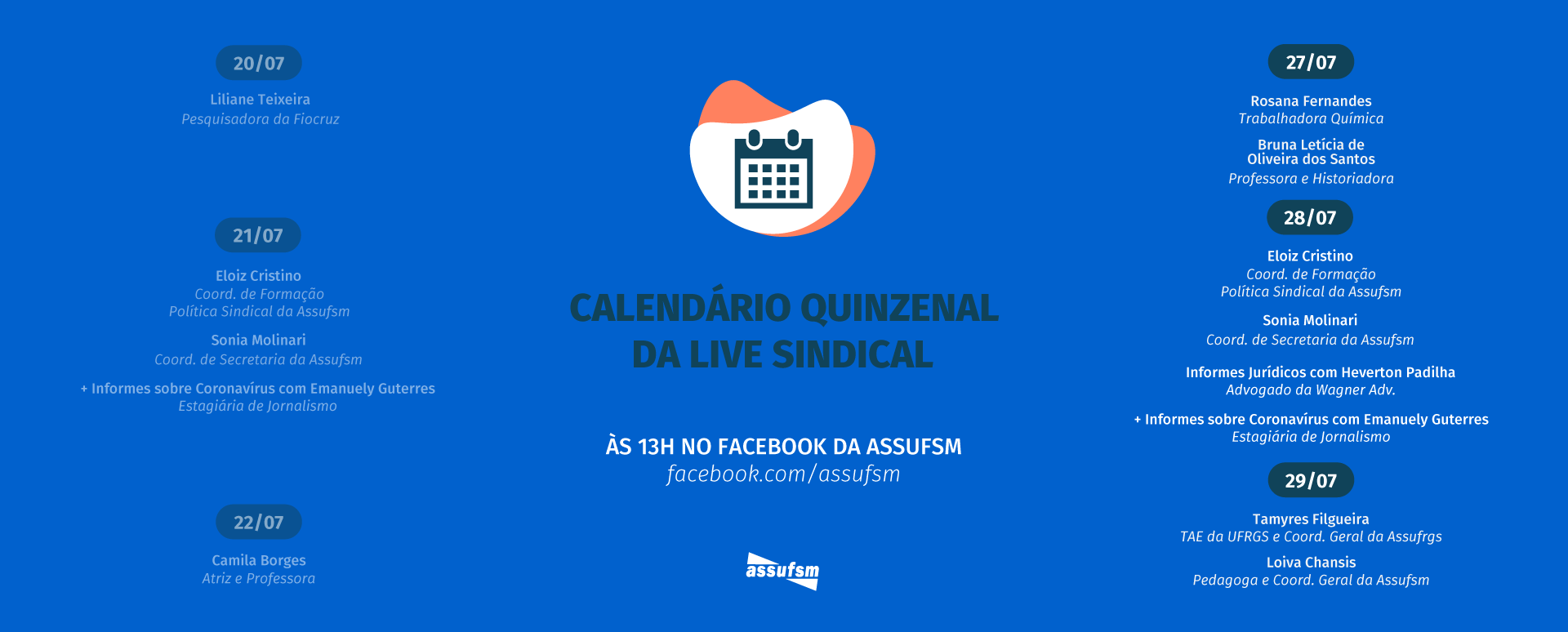 Confira o calendário das Lives Sindicais para a próxima semana