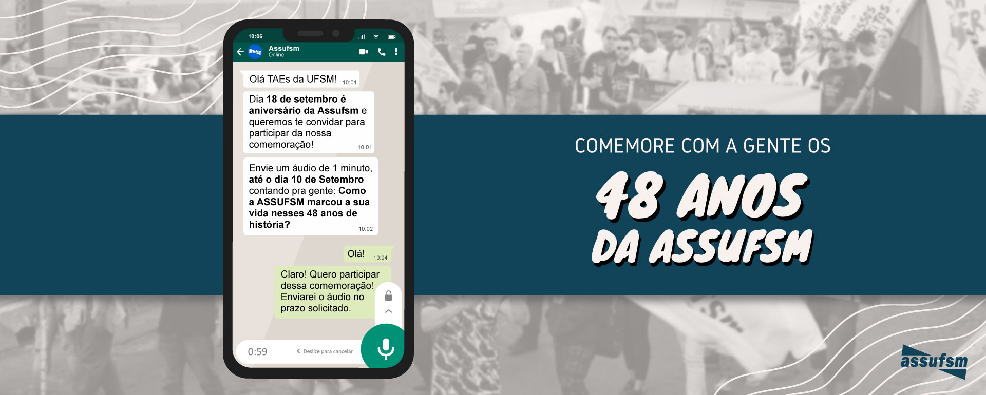 Prazo para contar como a Assufsm marcou sua vida nesses 48 anos de história é prorrogado